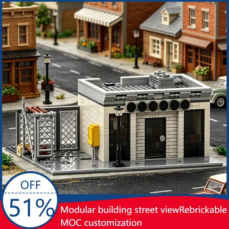 656PCS City Barber Shop Modular Building MOC Model Custom Blocks DIY Assembly Educational Toy For City Scene Display Xmas Gift