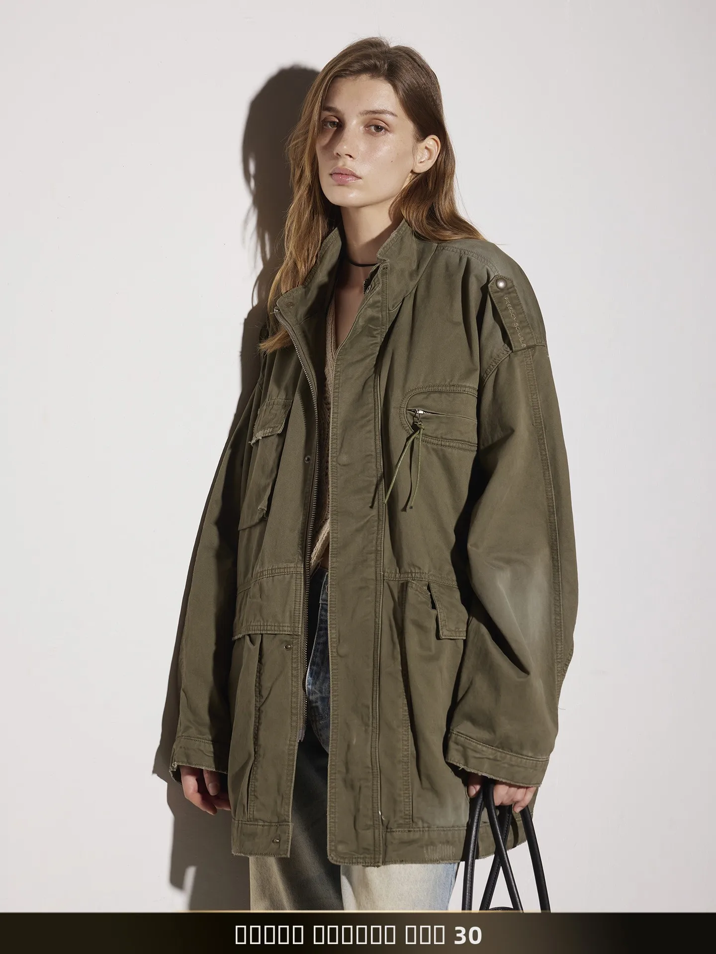 

NTED American Retro Washed Ripped Multi-Pocket Work Jacket Loose Long Outdoor Windbreaker Coat Youth Popular Style Cotton Jacket