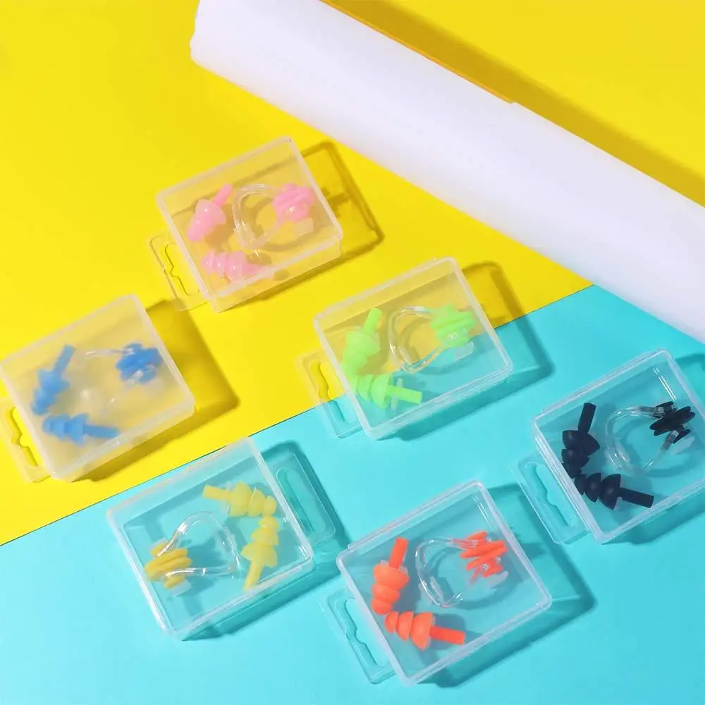 

Soft Swimming Earplug Nose Clip Silicone Waterproof Silicone Noise Earplug Professional Comfortable Nose Protector Clip Bathing