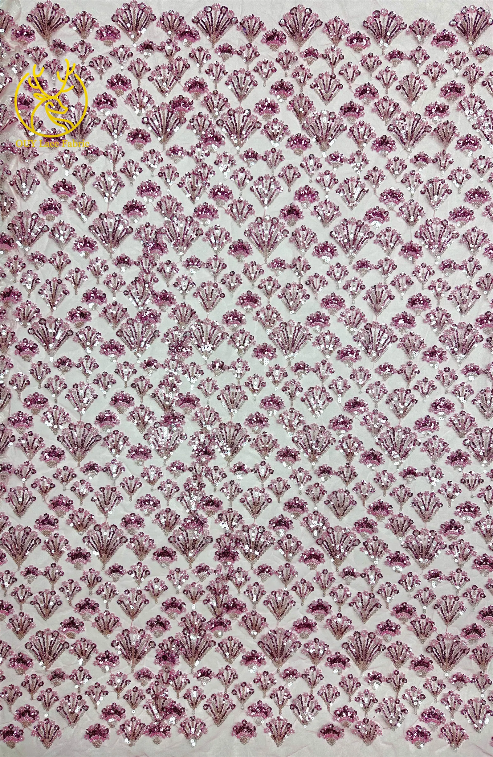 Luxuriöser französischer Perlen-Pailletten-Spitzenstoff 5 Yards Premium Hochzeitsstoff Nigerianischer Bräutigam Bestickter Tüll-Spitzenstoff für Brautkleider – Detail 6