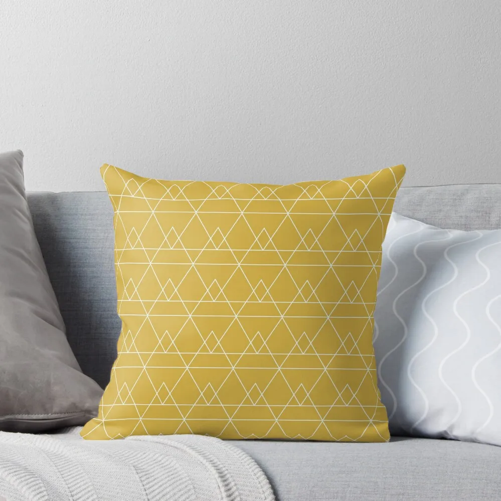 Pyramidal - Minimalist Geometric Pattern in White and Light Mustard Yellow Throw Pillow Christmas Pillow pillow