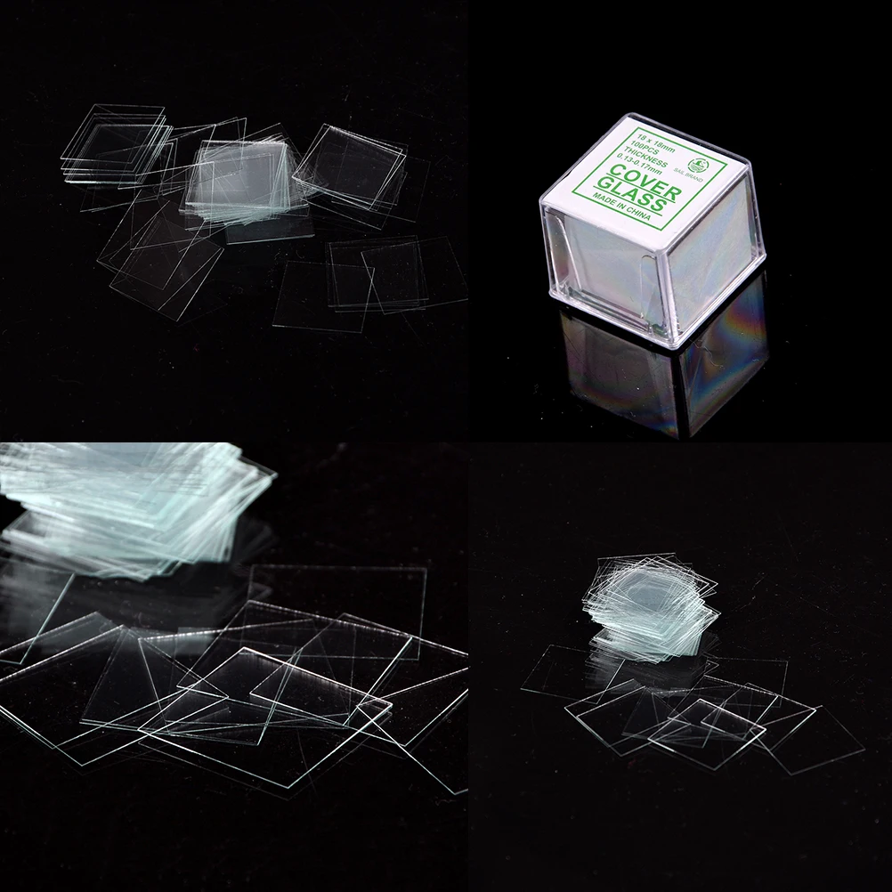100pc-1box Transparent Square Glass Slides Coverslips Coverslides For Microscope Optical Instrument Cover Slip