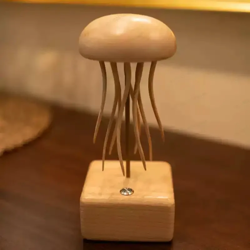 Wooden Mechanical Jellyfish, Creative and Dynamic Desktop Ornament, Festival Gift Unique Wooden Crafts for Home and Office Decor