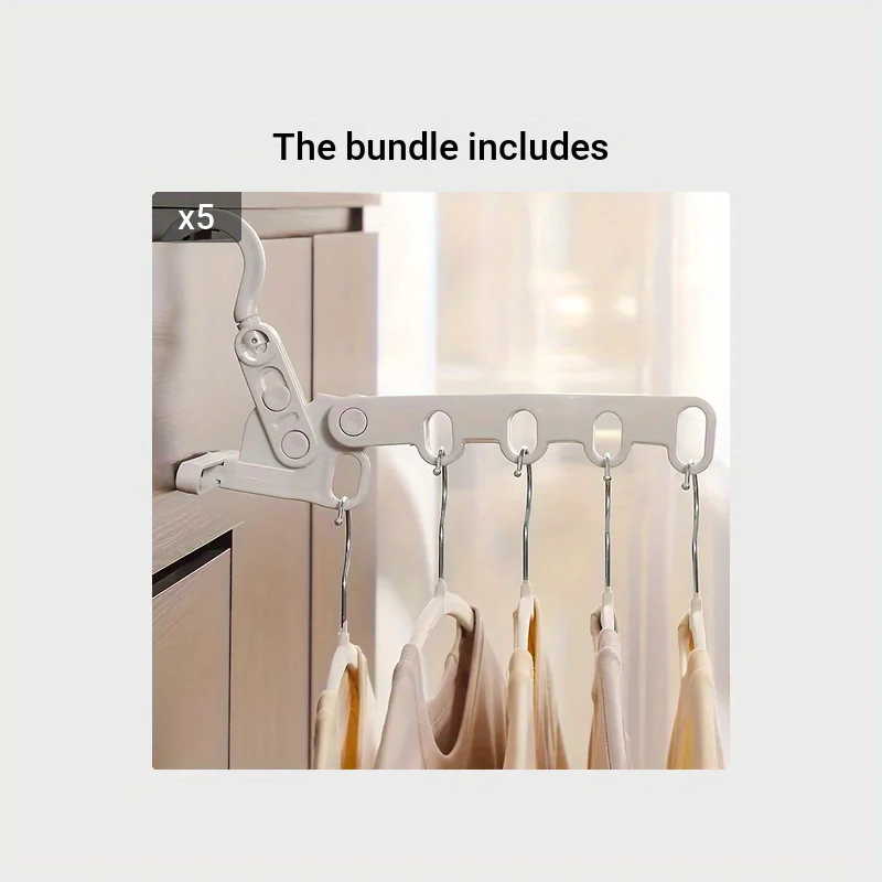 1pc Foldable Five Hole Hanger, Portable Travel Hotel Indoor Clothes Hanger, Dormitory Clothes Hanging Drying Rack