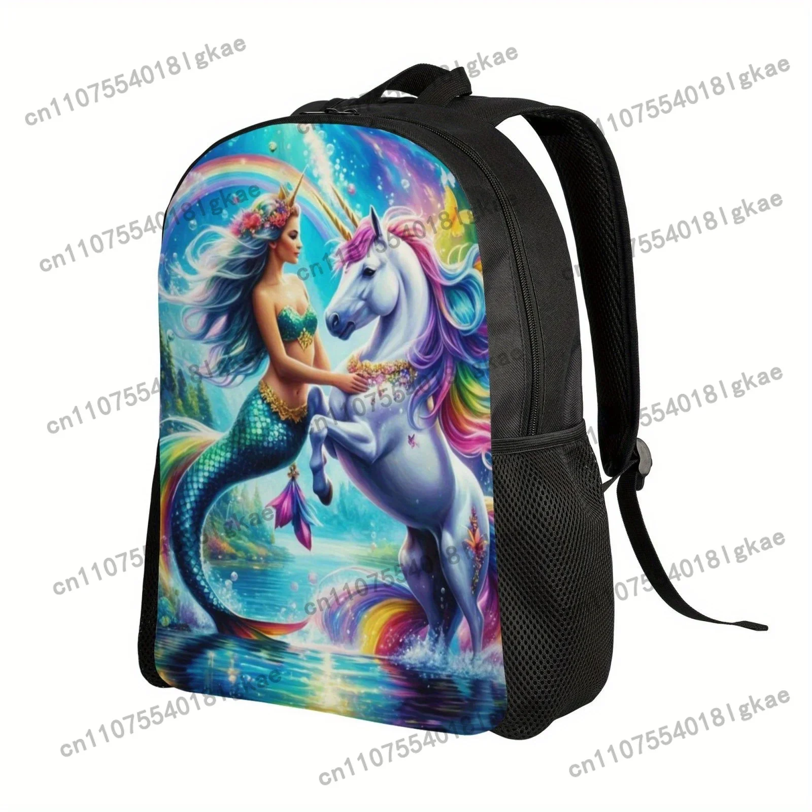 Charming Mermaid & Unicorn Backpack - Lightweight, Large Capacity Laptop Daypack with Adjustable Straps for School, College, and