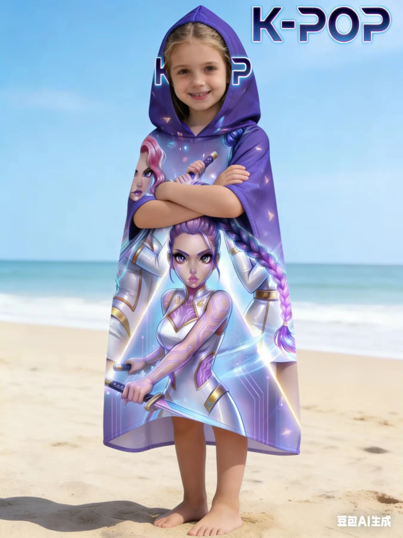 Cute K-POP Style Oversized Beach Towel, 1PC Microfiber Bathrobe Towel, Quick Dry Sand Free Absorbent Towel for Swimming Pool