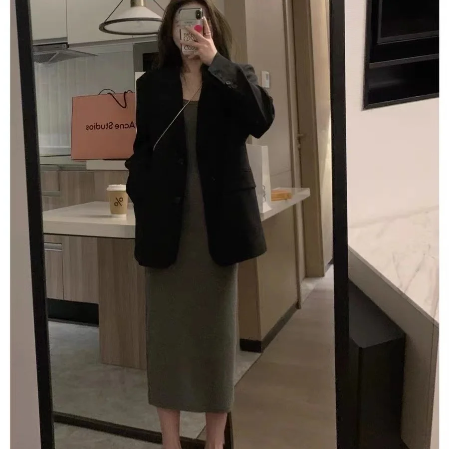 

Reduction Watercolor Sublimation Decorative Stitched Bottom-Layer Slimtemperament Little Strecth Checker Cloth Blazer Woman