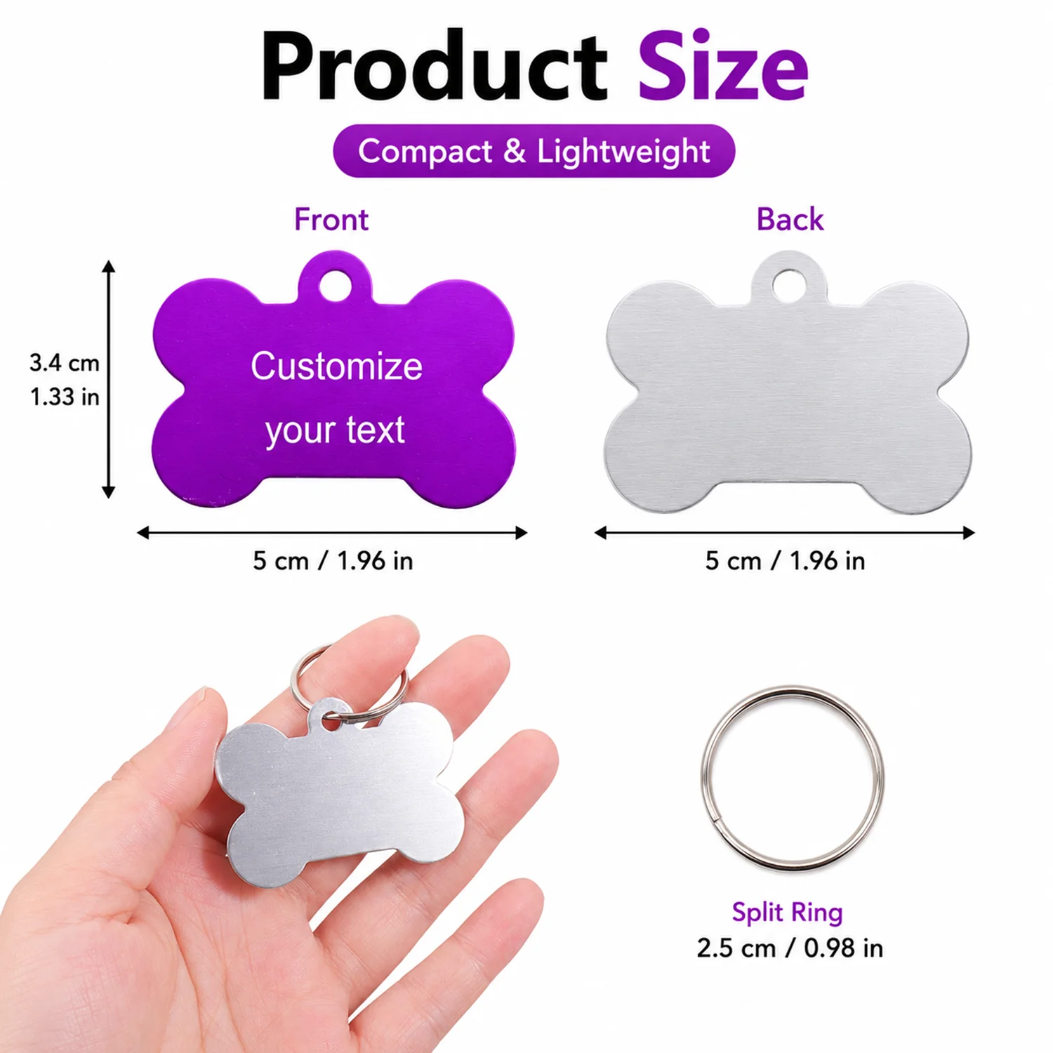 Bone Shaped Custom Name Dog Tag Personalized Name Pets ID Tag Laser Engraving Number Anti-lost Pendant Customized Text Dog Tags view 2