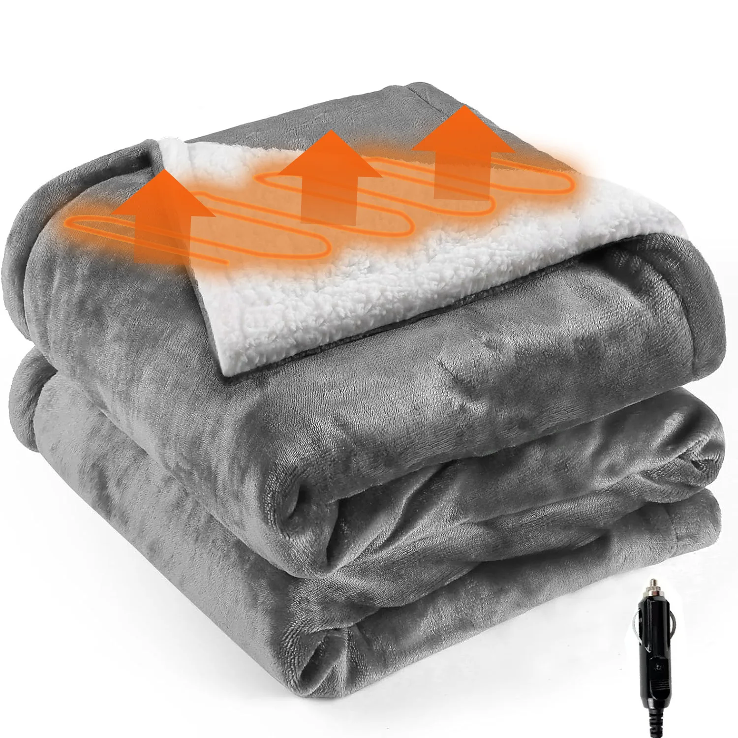 Auto Outdoor 12V Car Heated Blanket Throw- Warm Companion for Winter In-Car Naps