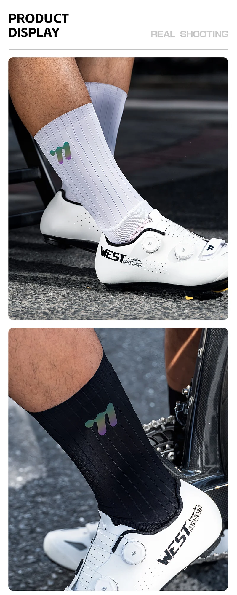 WEST RADFAHREN Sommer Aero Socken Whiteline Radfahren Socken Anti Slip Silikon Männer Fahrrad Sport Laufen Fahrrad Socken Calcetines Ciclismo – Detail 17