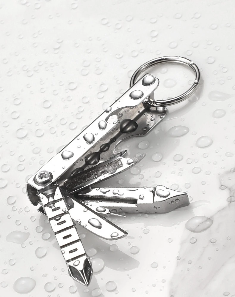 11-in-1 Keychain Multi Tool, Stainless Steel Bottle Opener Keychain with Folding Knife for Survival Gear and Camping Tools view 6