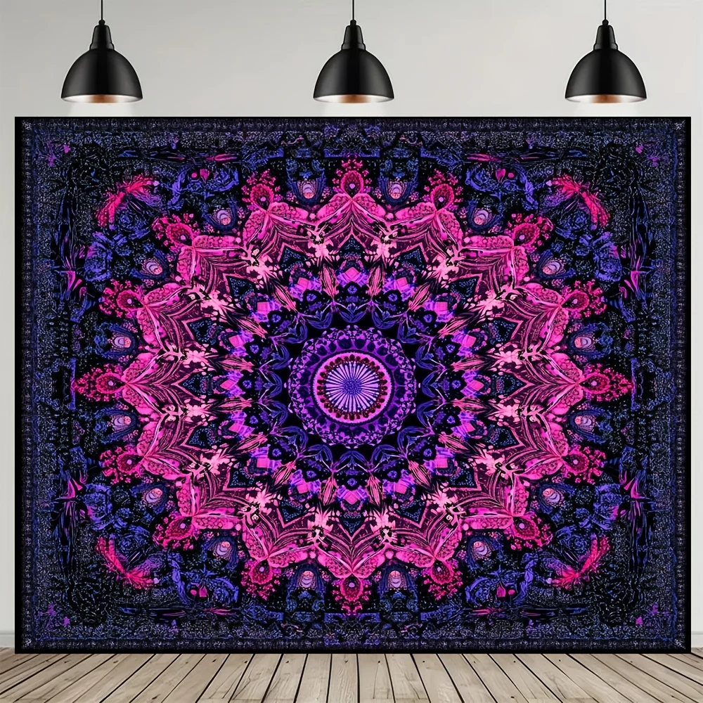 VIKAMA Blau-lila böhmischer Mandala-Wandteppich zum Aufhängen an der Wand, Hippie-Schlafzimmer, Wohnheim-Dekoration, spirituelle ästhetische Heimdekoration