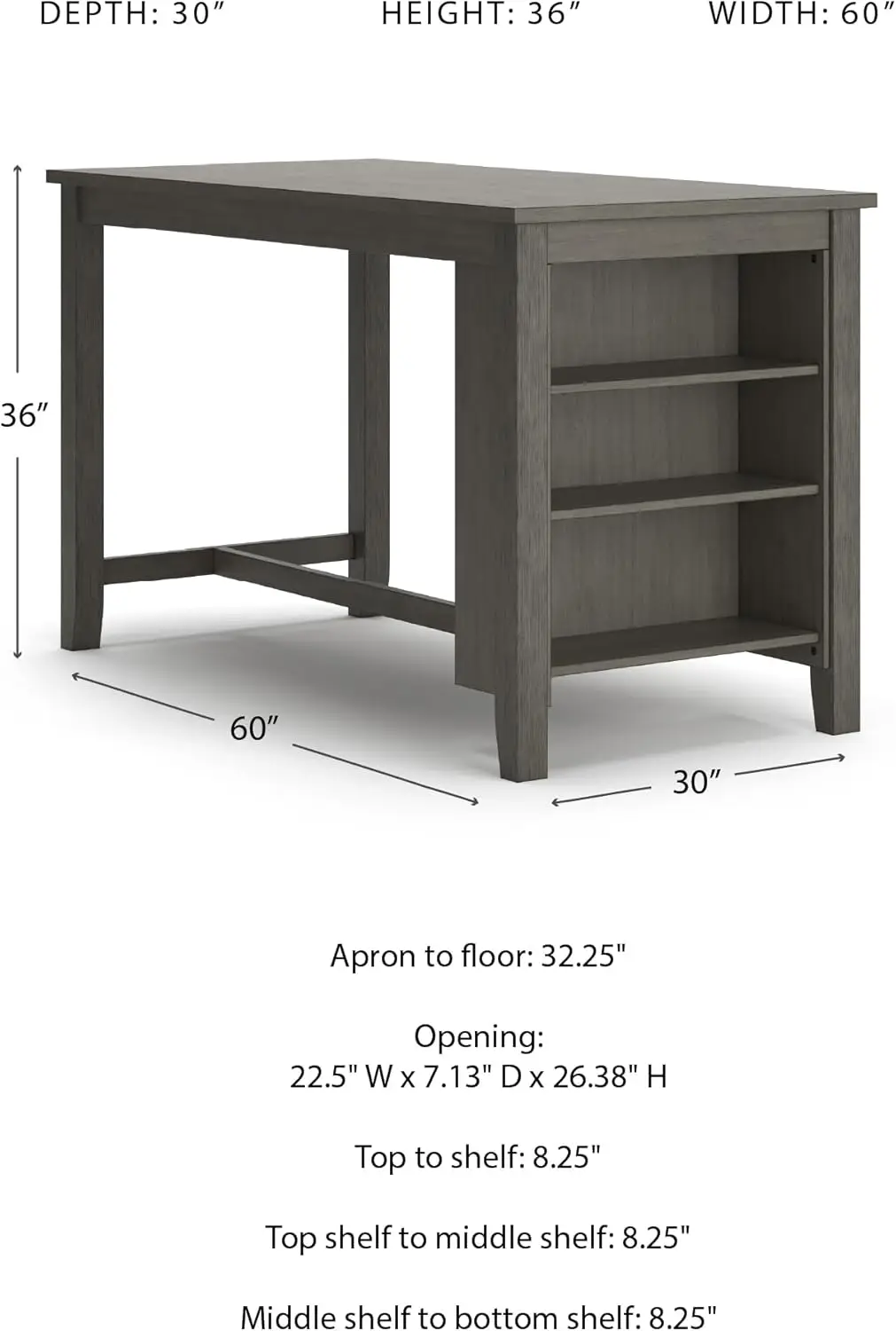 [New Arrival!]Caitbrook Rustic Counter Height Dining Table with Storage, Dark Gray