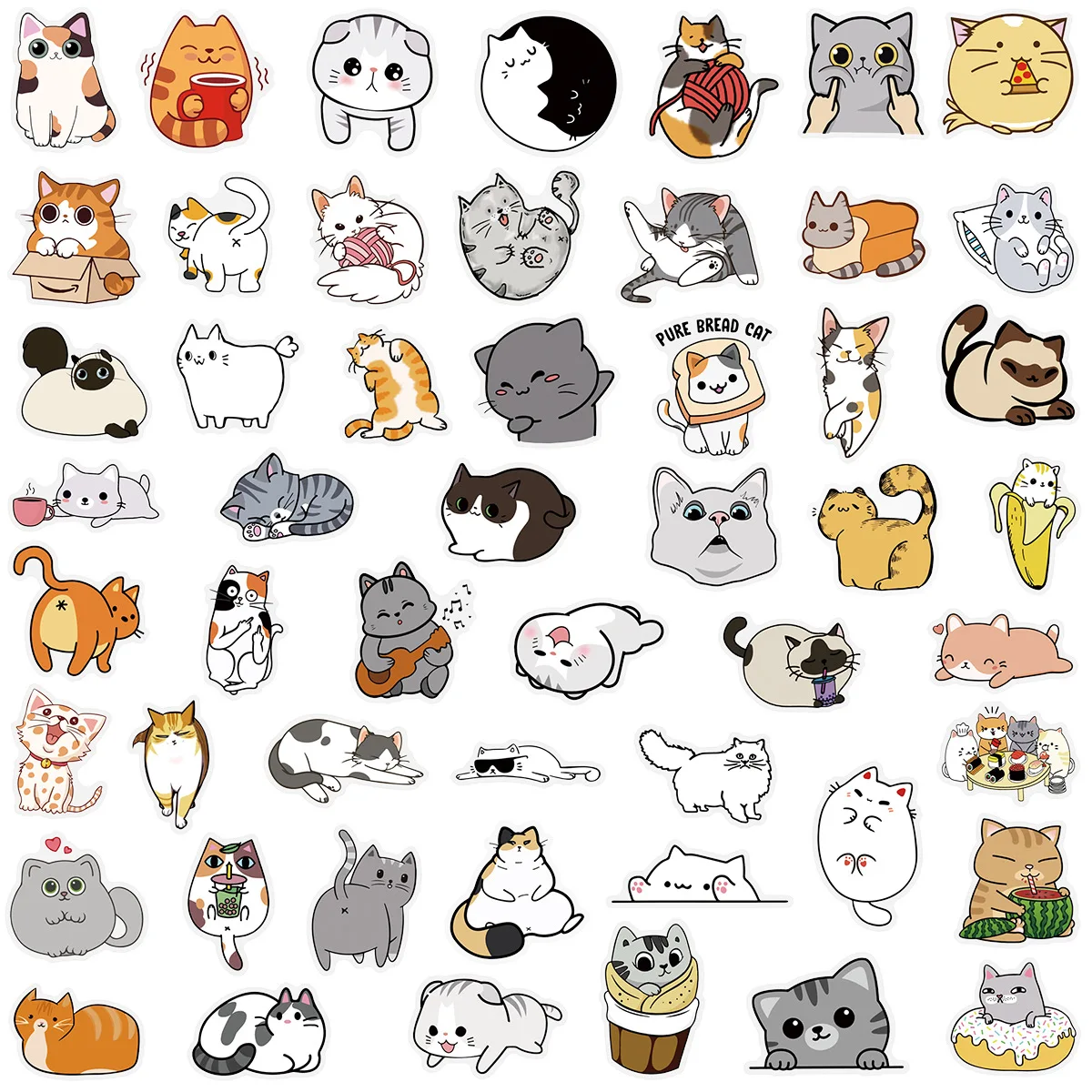 10/50PCS Kawaii Gatto Adesivi Simpatico Gattino Graffiti Animale Meme Decorazione Adesivo Trasparente Giocattoli Per Bambini Laptop Chitarra Auto Decalcomanie