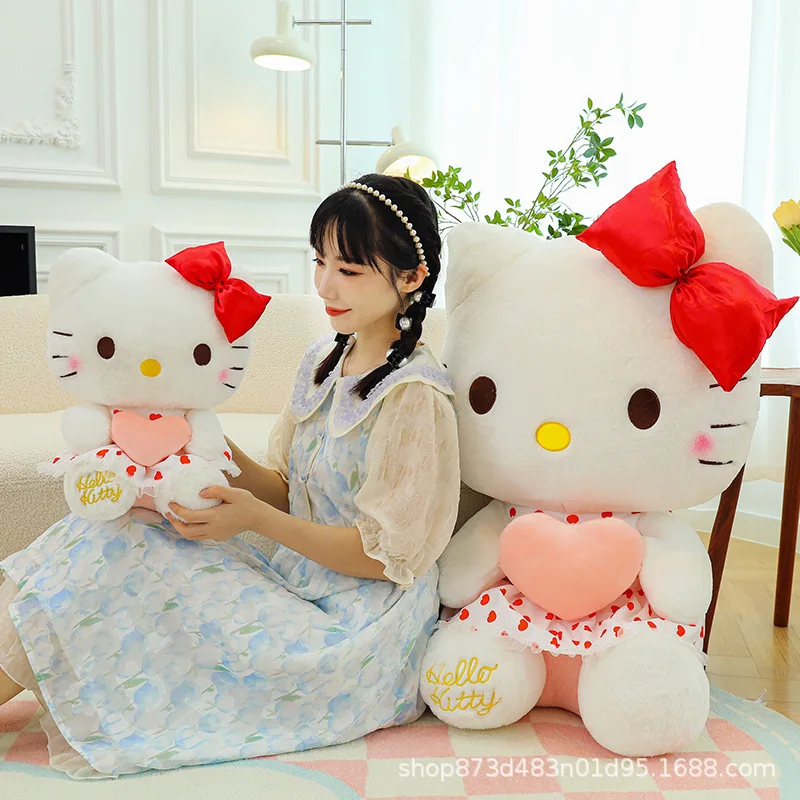 Cute Cartoon Kt Cat Plush Toy Doll Flower Skirt Heart Hugging Butterfly Katie Cat Pillow Life  Doll Plush Sitting Children Gift