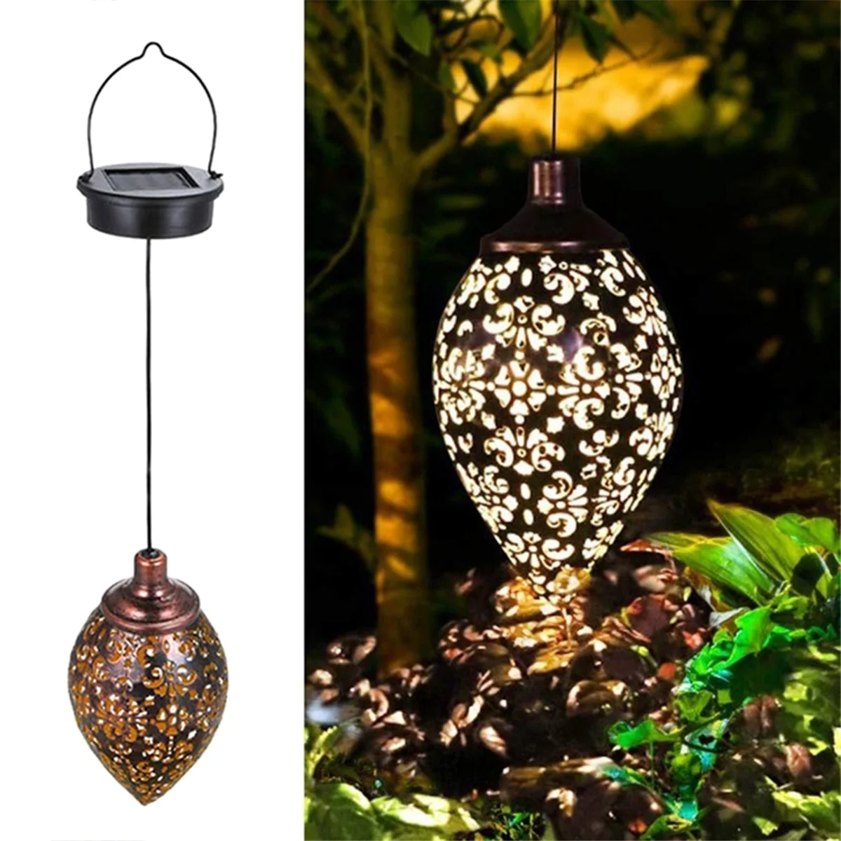ABMO linterna Solar para exteriores, linternas solares colgantes, luces huecas para exteriores, linternas impermeables, decoración de jardín y Patio