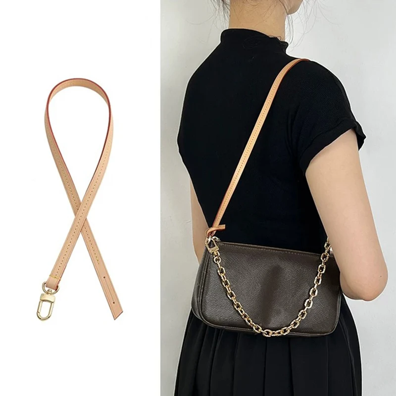 

Genuine Vachetta Cowhide Shoulder Strap for Luxury Brand Bag Women Eva Mini Pochette Accessories Non-adjustable