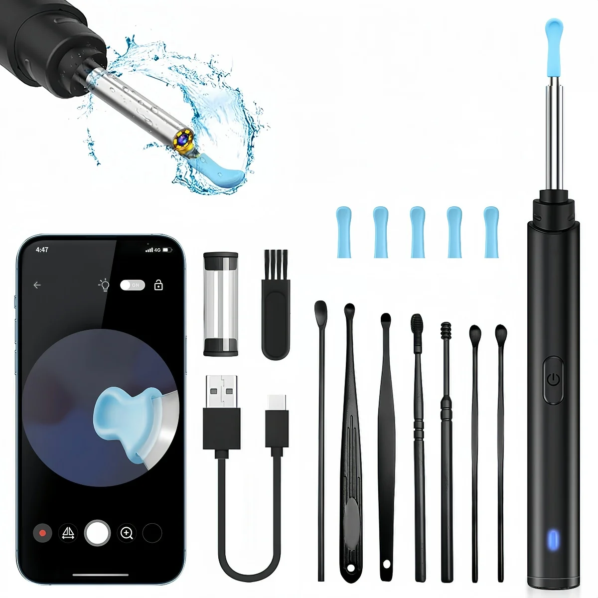 

Visual Ear Wax Removal Tool CameraEar Cleaner Ear Wax Removal Kit with Camera, 1080P HD Ear Camera , with8 Ear Pick