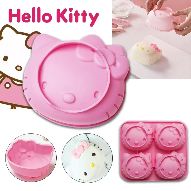 Sanrio Hello Kitty Silicone Mold for Baking Stitch Chocolate Mould Kawaii Kitty Cake Decorating Tools Anime Baking Accessories