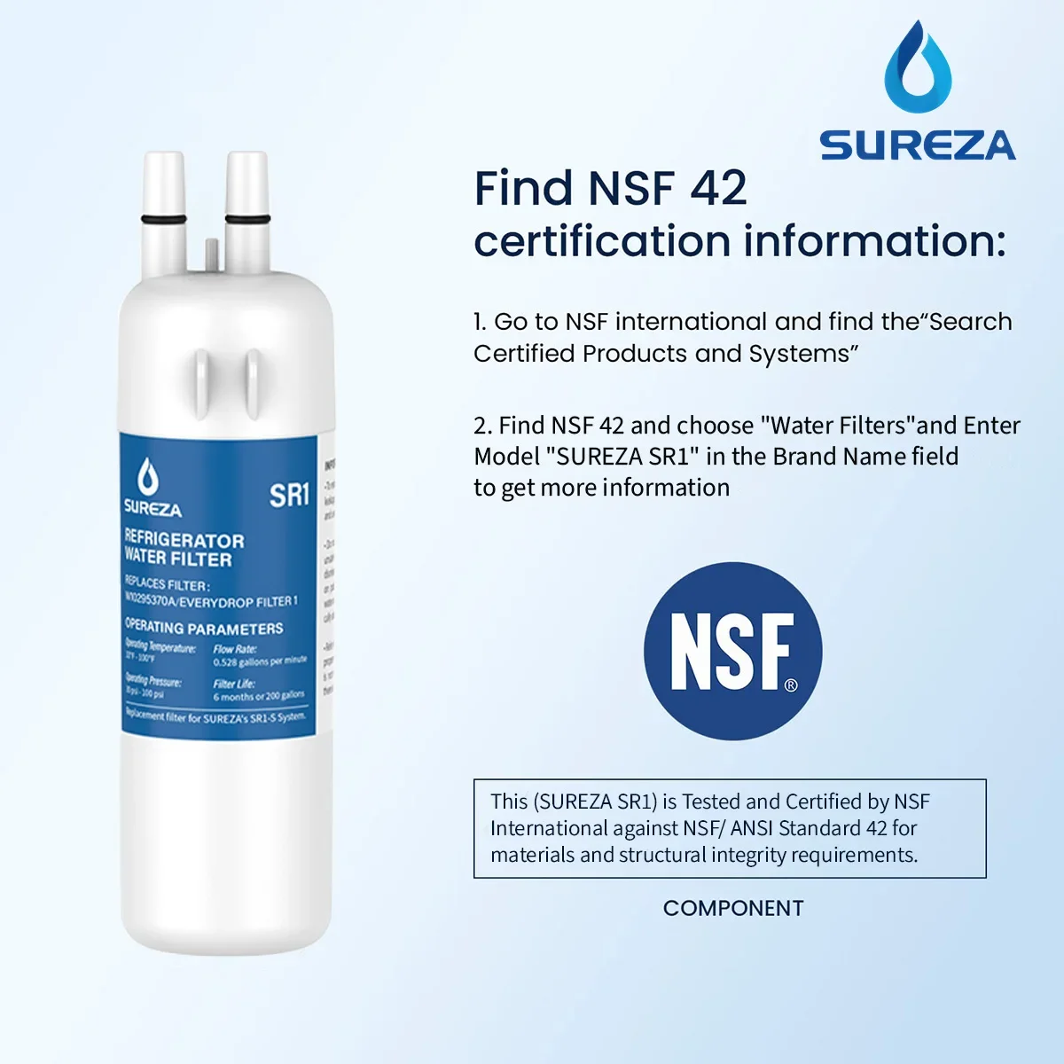 Replace For whirpool EDR1RXD1 Refrigerator Water Filter, Everydrop Filter 1,W10295370A,P8RFWB2L, P4RFWB, Kenmore 9081(1-5Packs)