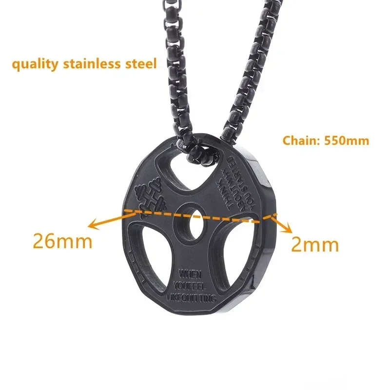 Titanium Steel Dumbbell Pendant Gym Fitness Equipment Barbell Necklace Domineering Muscular Men Fitness Leisure Sports Jewelry view 6