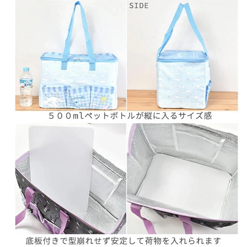 Sanrio Kawaii Cinnamoroll Picnic Bag Kuromi My Melody Large Capacity Portable Shopping Bag Cartoon Cute Anime Insulated Bag Gift