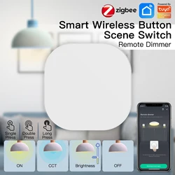 Tuya ZigBee Smart Key Switch Wireless Remote Control Key Controller Multi-scene Linkage Smart Switch Battery Powered Automation