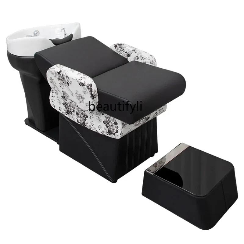 Half Lying Shampoo Chair Half Lying Flushing Bed Barber Shop Ceramic Beauty Salon Shampoo Bed