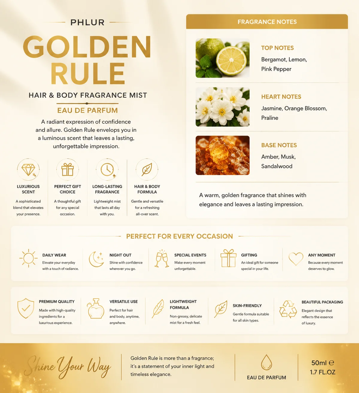 PHLUR Golden Rule رذاذ عطري لل - مراجعة Perfume Fragrance Hair Spray وسعره