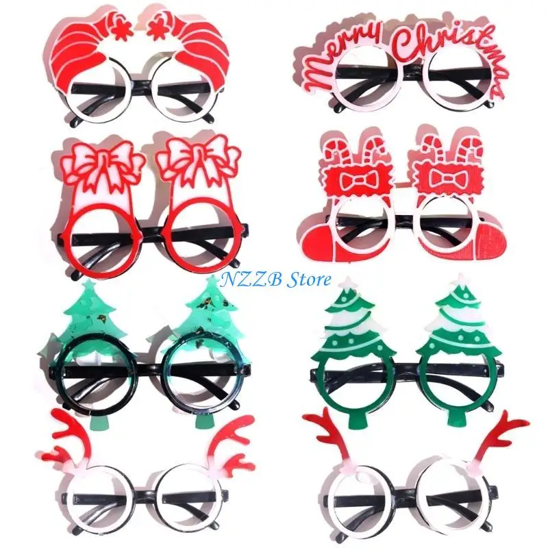 

T21F Christmas Decor Eyeglasses Frame Drop Mold Christmas Hat Christmas Socks Antlers Silicone Mold for Party Supplies