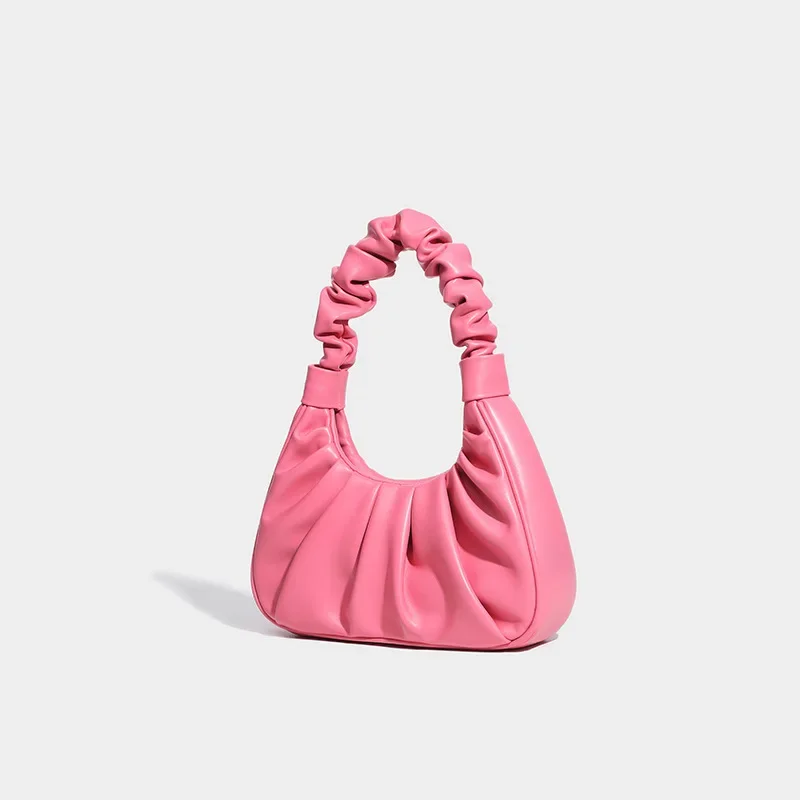 Bolsa de axilas de couro de nicho para mulheres, bolsa casual, textura plissada, bolsa de ombro personalizada, moda