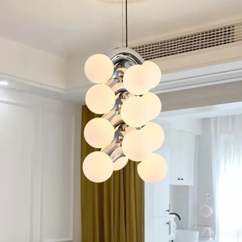 

SANDYHA Nordic Pendant Light Iron Art Glass Ball Lampshade Led Lamp Living Room Bedroom Decoration Dining Table Lighting Fixture