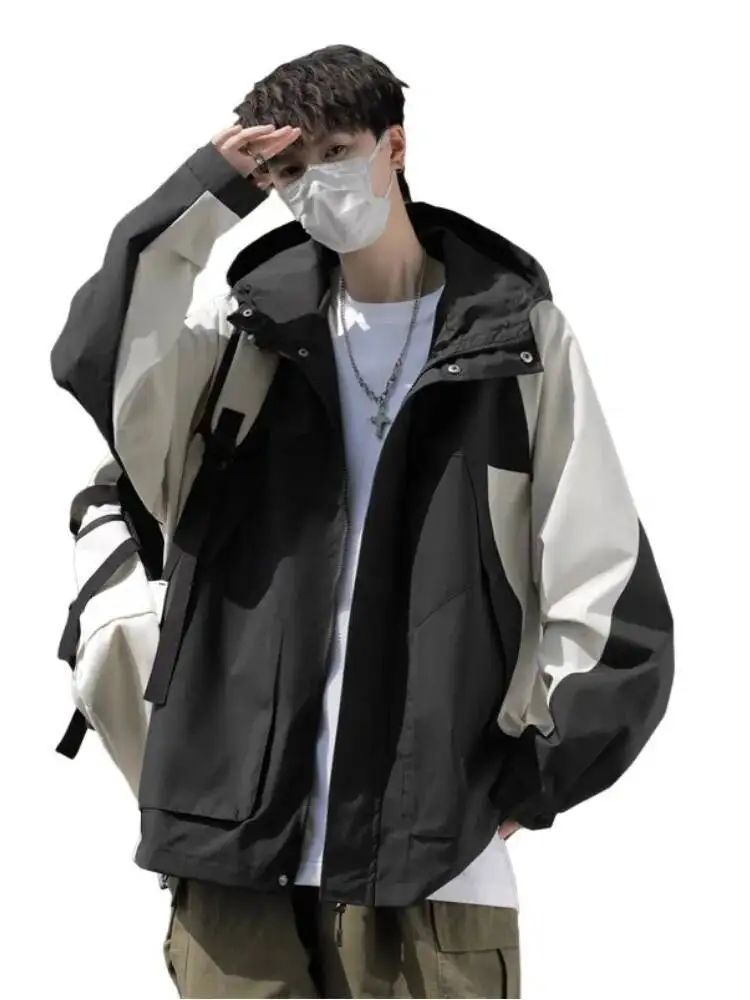 Men's Camping Jacket 2025 Autumn Winter Cool Outdoor Jacket Vintage Cargo Hooded Coat Cotton Windbreaker Trench