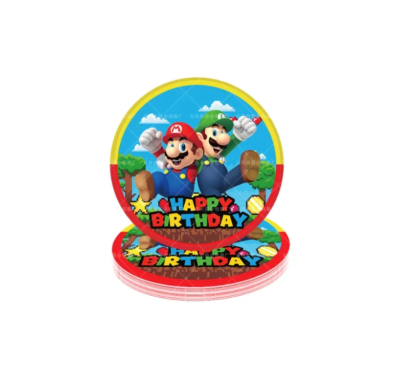 Super Mario Bros Birthday Decoration Baby Shower Party Supplies Backdrop Banner Cup Plates Balloons Cake Topper Fork Girls Gift