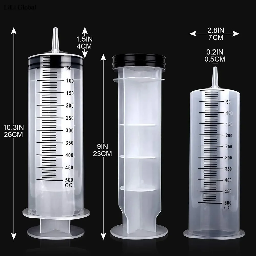 300/500ml Large Capacity Syringes with 1m Hose Pet Feeding Measuring Pump Hydroponics Nutrient Big Syringe Reusable Seringa