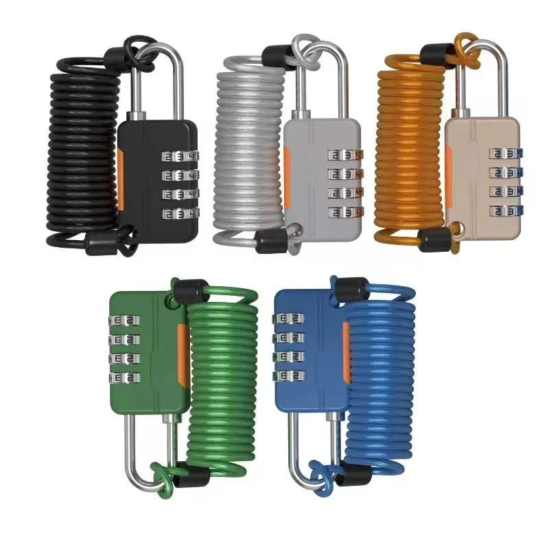 New Spring Rope Combination Lock Baby Carriage Electric Vehicle Helmet Anti-theft Rope Lock Luggage Bag Steel Cable Lock