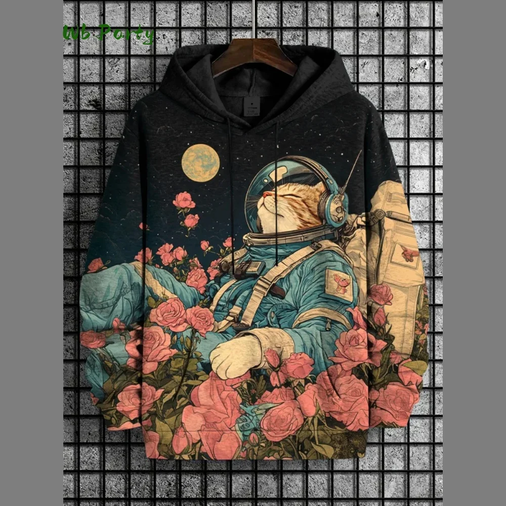 Astronaut Cat 3D Printing Hoodie Men Women Fashion Long Sleeve Hoodies Sweatshirt Oversized Coat Women Men's Sweatshirt Hoodies