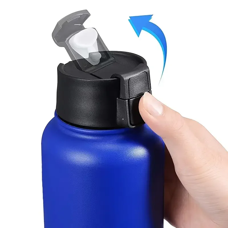 FUNUS 1 botella de doble capa de acero inoxidable degradado con pajita, tapa, botella térmica al vacío a prueba de fugas para el hogar, campamento al aire libre