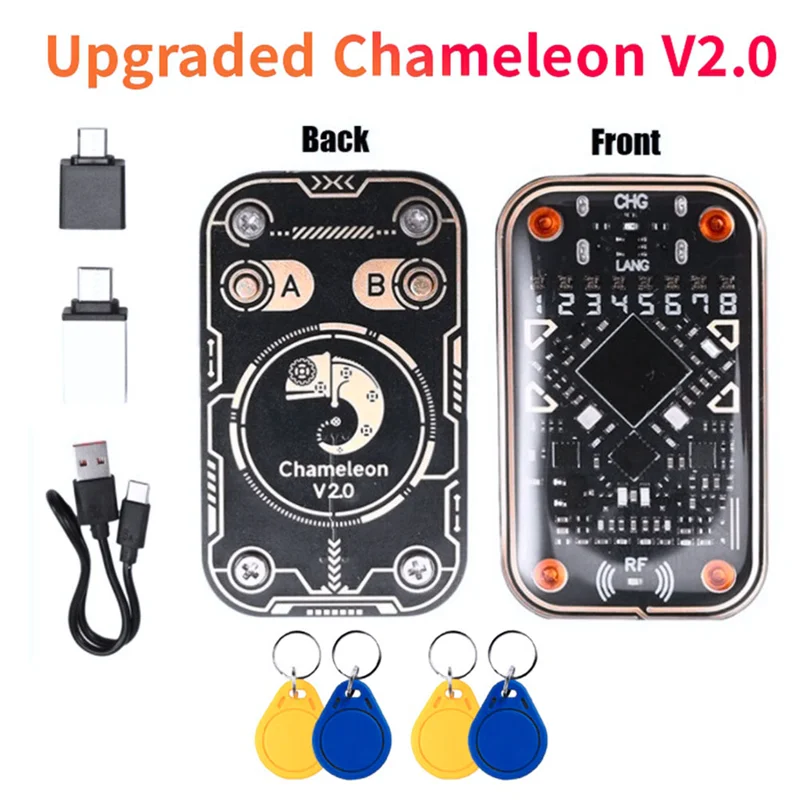 

B04C-Chameleon Ultra V2.0 RFID Smart Chip Reader Emulator+2Xcuid/UID Keychain 125Khz 13.56Mhz Card Decode NFC Duplicator