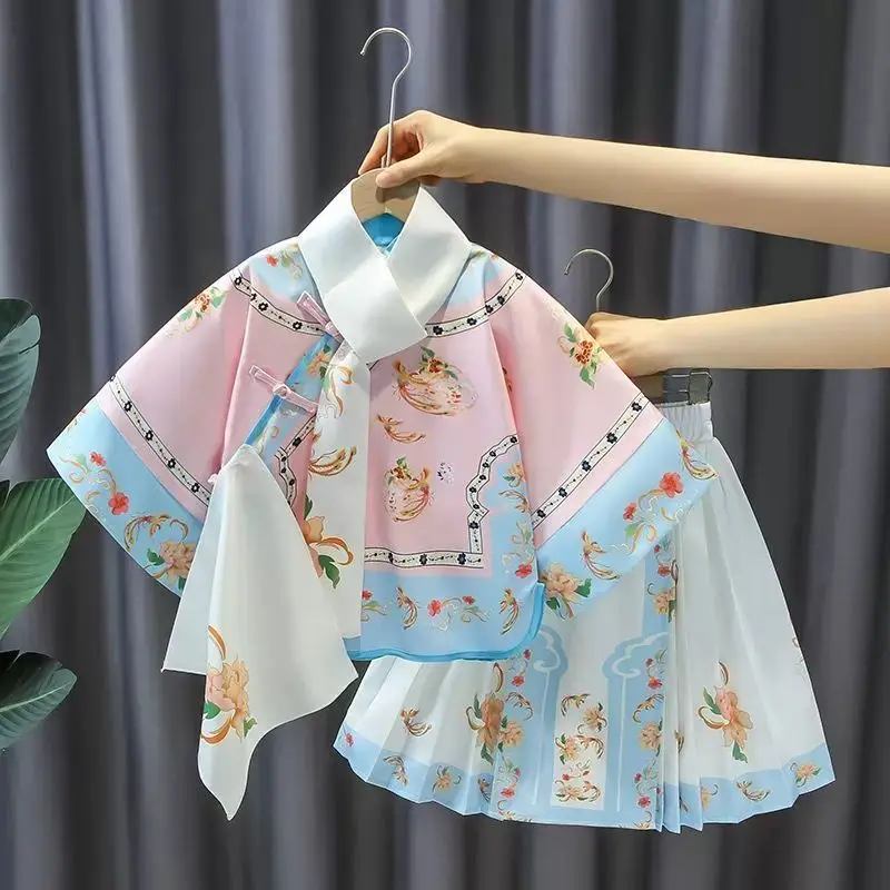 

Chinese Hanfu Dress for Girls - 2025 New Qing Dynasty Princess Costume, Kids Traditional Cheongsam, Stage Performance Outfit