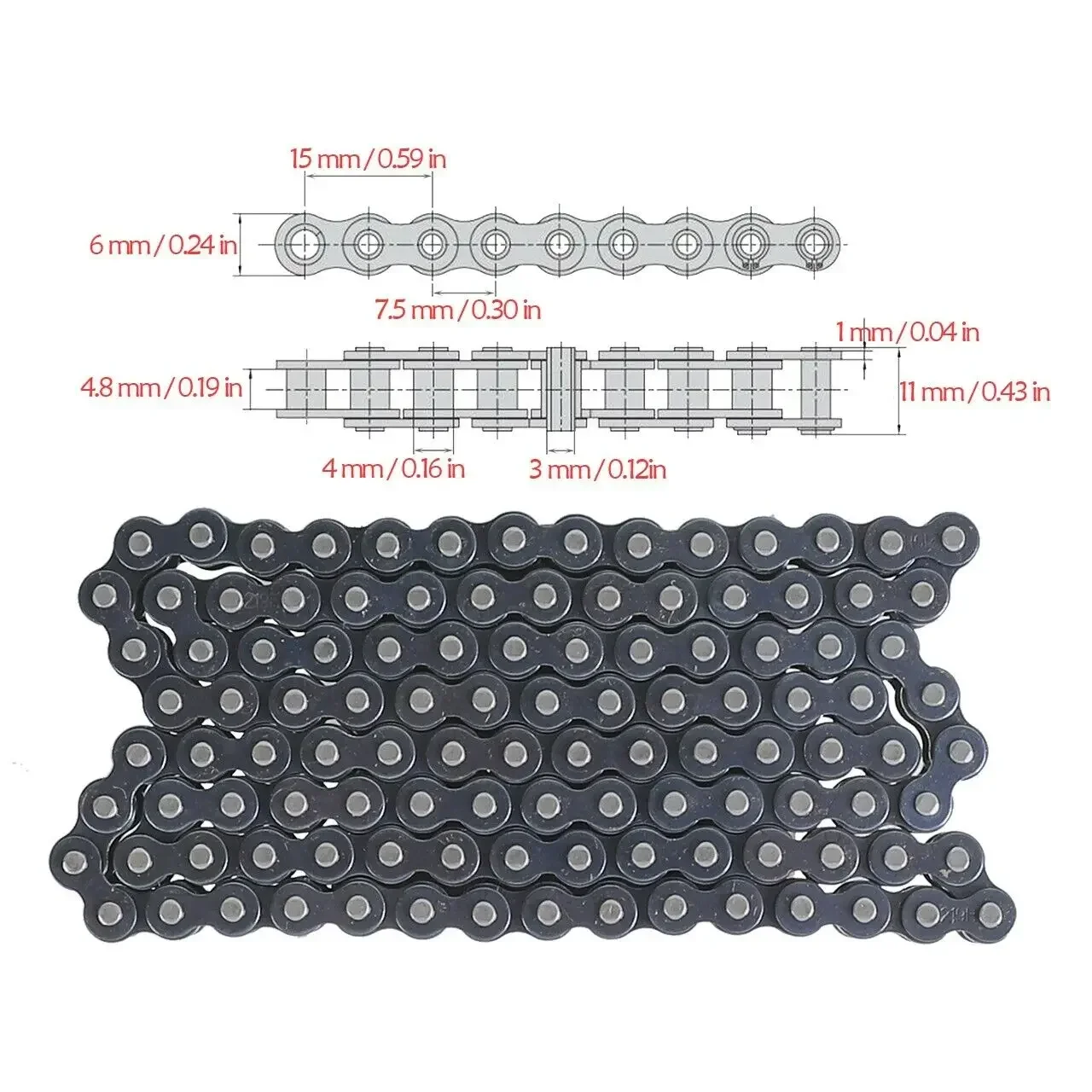 TDPRO 219 Chain Rear Sprocket or Reinforced 219H Kart Driven Chain 112 Links  For  Dirt Go Kart Racing Kart  Drift Trike