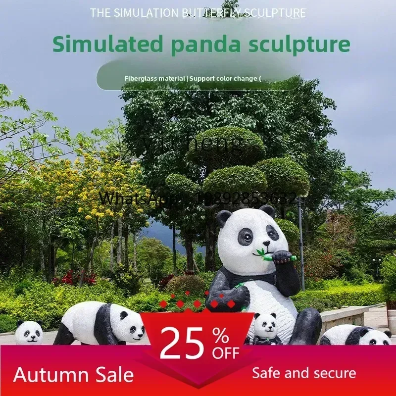 B1 outdoor garden fiberglass simulation animal hairy panda shopping mall garden garden decoration