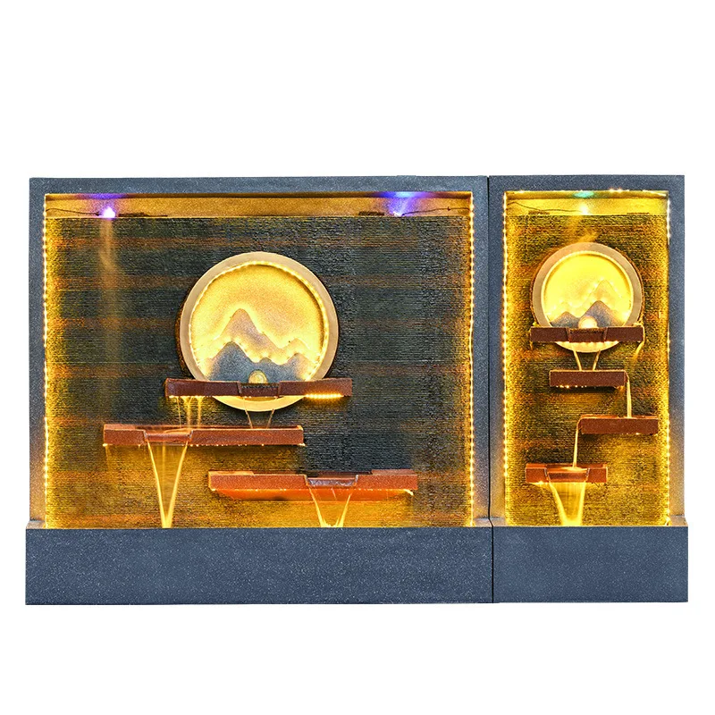 

Water Curtain Wall Flowing Water Ornament Tea Room Entrance Lucky Feng Shui Wheel Outdoor Courtyard Rockery Fountain Landscape