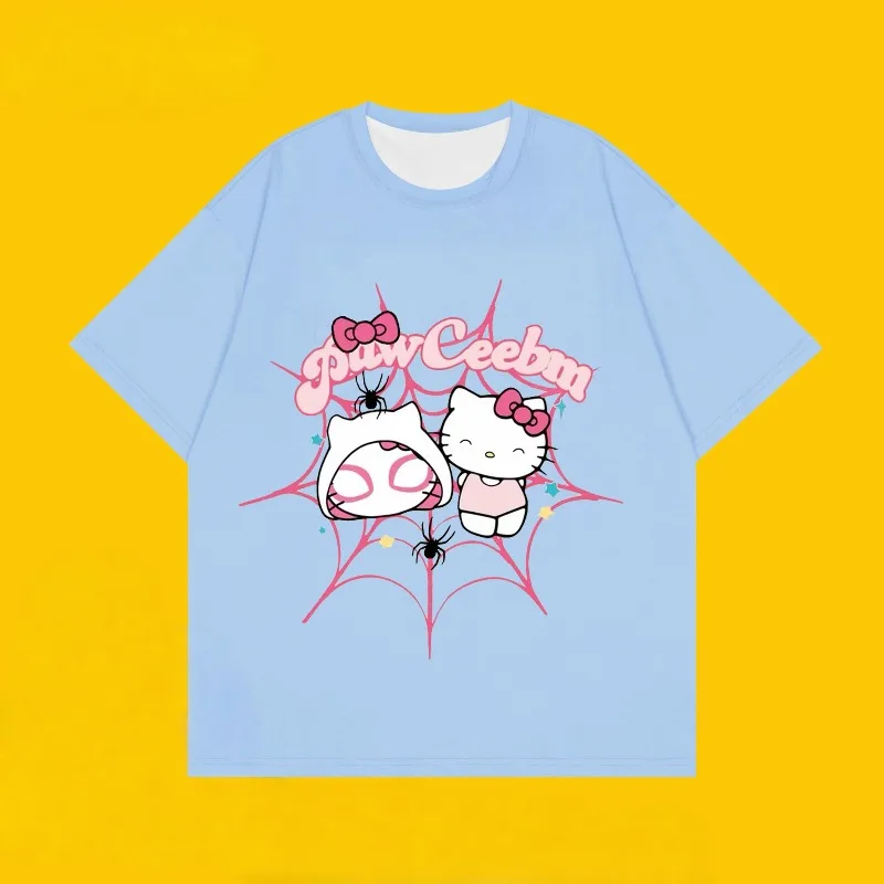 

Новая женская летняя футболка с короткими рукавами и 3D принтом «Hello Kitty» для женщин, свободная и универсальная, быстросохнущая, трендовая