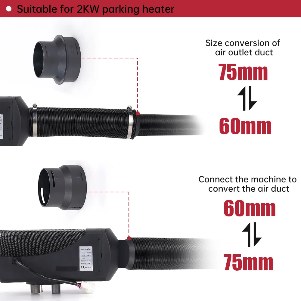 Diesel Parking heater ventilation tube adapter Outlet Exhaust Connector For Webasto Eberspaecher Heater Part Universal