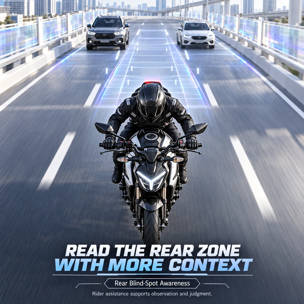 77GHz Motorcycle Blind Spot Monitoring Radar with Dual LED Alerts, Rear Detection Up to 70m, BSD 8.4m LCA 50m