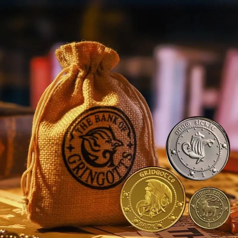 New Style Harries Hogwarts Movie Peripherals Potters Gold Elf Money Bag Gringotts Wizardry Bank Comic Coin Badge Creative Gift