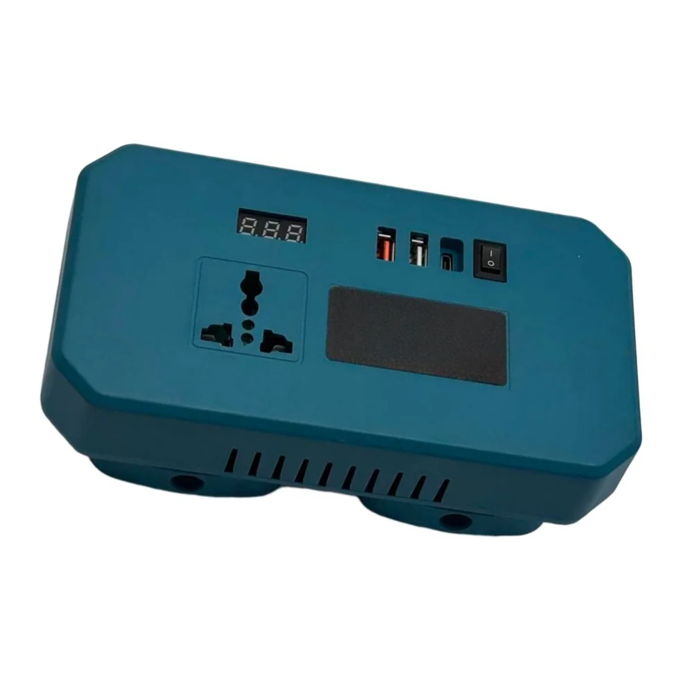 21V Dual Input Inverter for Outdoor Use Converts 18V 21V DC to 110V 220V AC Output with Dual USB Charging Ports