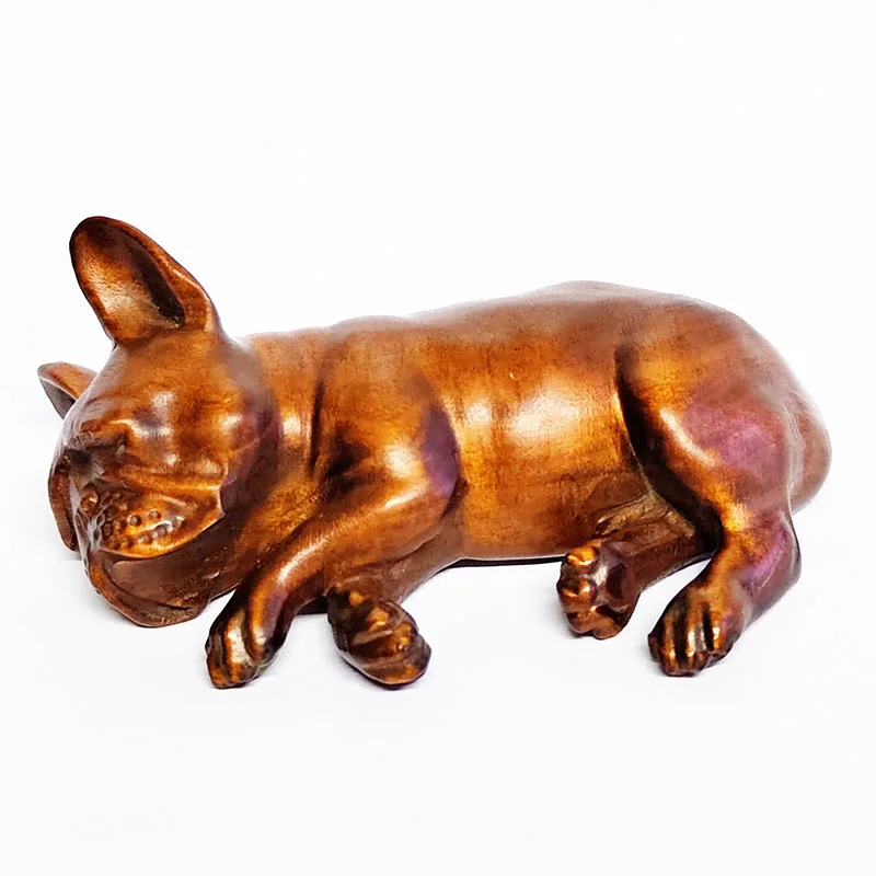 BY208 - 7 * 5 * 3 CM Carved Boxwood Carving - Cute Dog ( French bulldog )