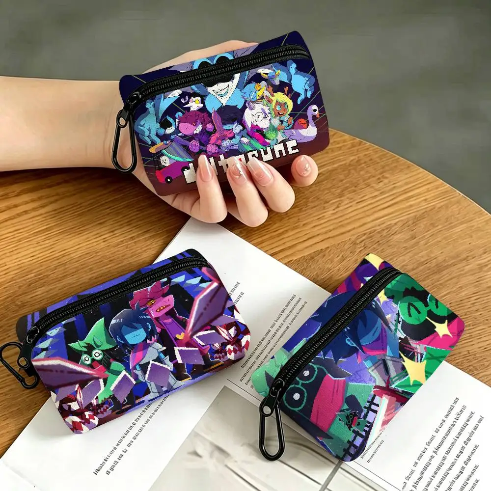 Game Deltarunes Mini Hanging Oxford Cloth Coin Bag Durable Zipper Key Card Pouch With Carabiner